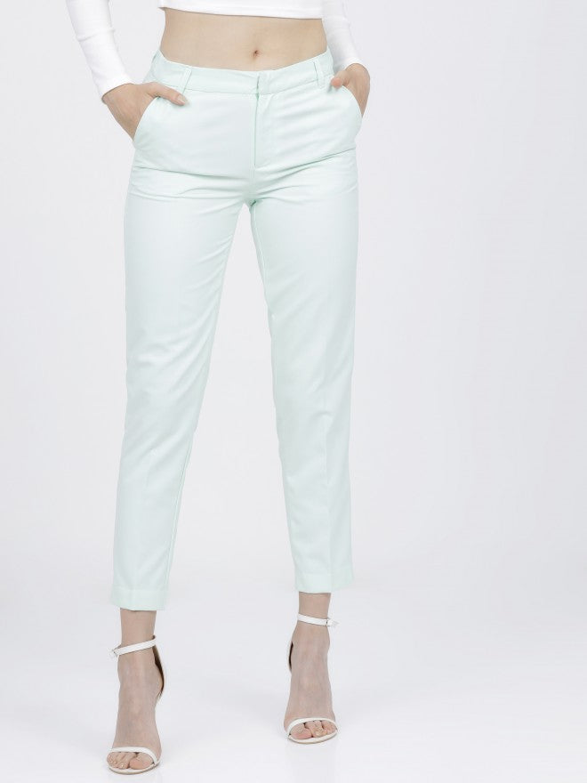 Tokyo Talkies Womens Mint Ankle Length Mid waist Trousers - Green - Image 7