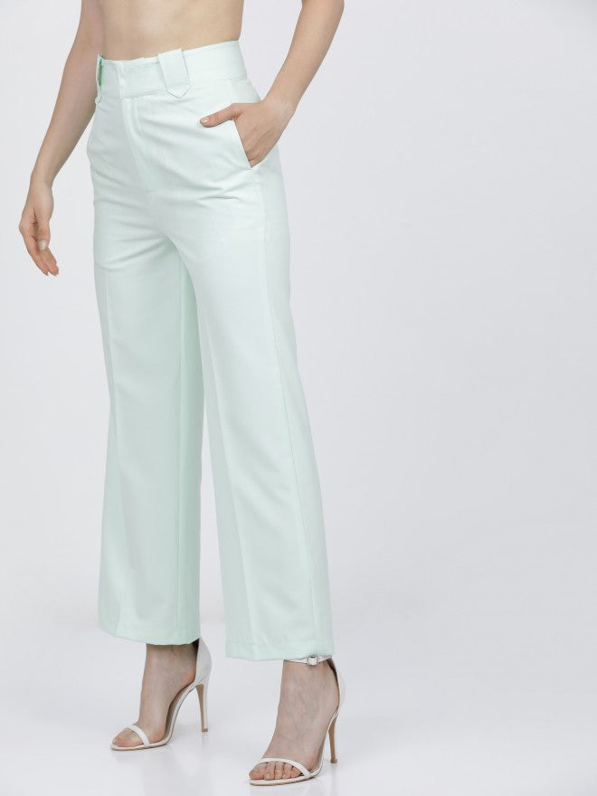 Tokyo Talkies Womens Green Wide Leg High Waist Trouser - Green - Image 2