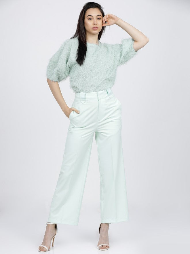 Tokyo Talkies Womens Green Wide Leg High Waist Trouser - Green - Image 5