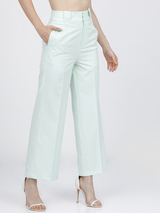 Tokyo Talkies Womens Green Wide Leg High Waist Trouser - Green - Image 6