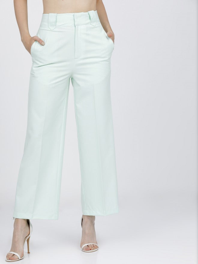Tokyo Talkies Womens Green Wide Leg High Waist Trouser - Green - Image 7