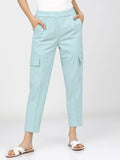 Tokyo Talkies Women Green Tapered Fit Cargos - Green - Image 1