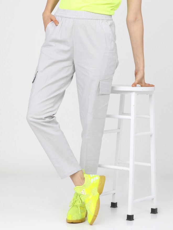 Tokyo Talkies Womens White Regular Fit Cargos - White - Image 1