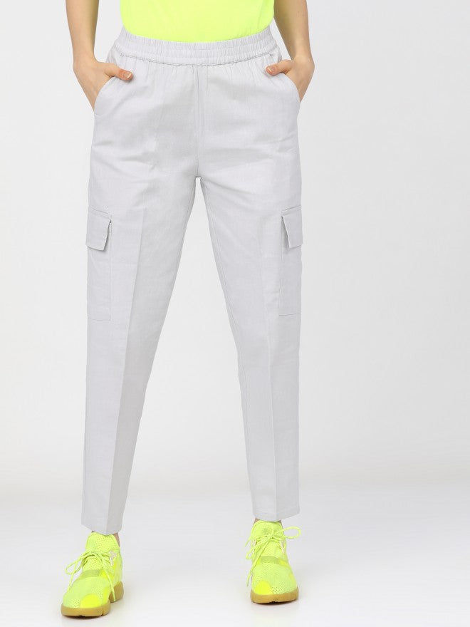 Tokyo Talkies Womens White Regular Fit Cargos - White - Image 2