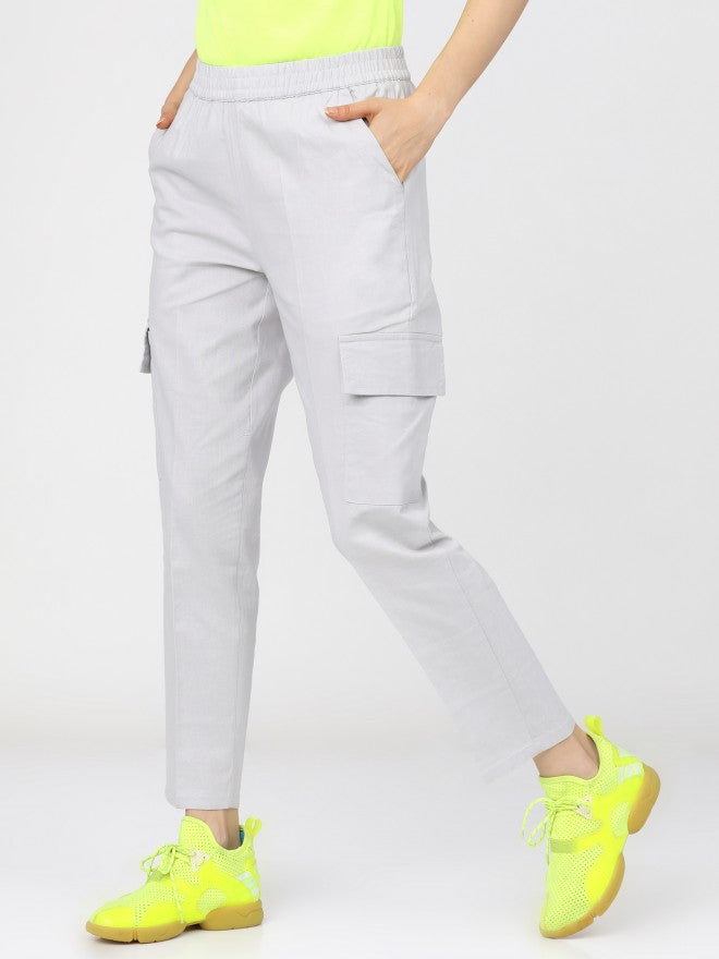 Tokyo Talkies Womens White Regular Fit Cargos - White - Image 3
