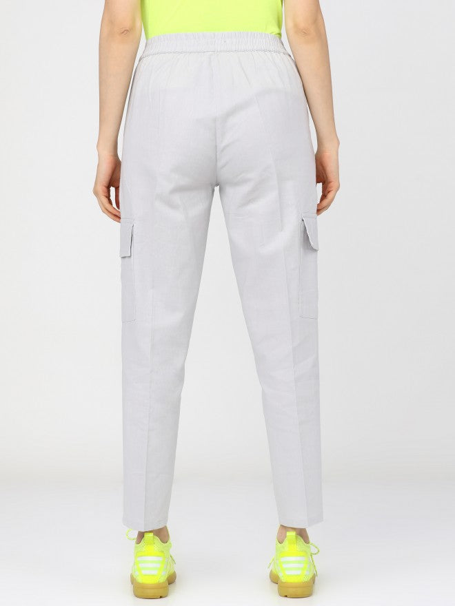 Tokyo Talkies Womens White Regular Fit Cargos - White - Image 4