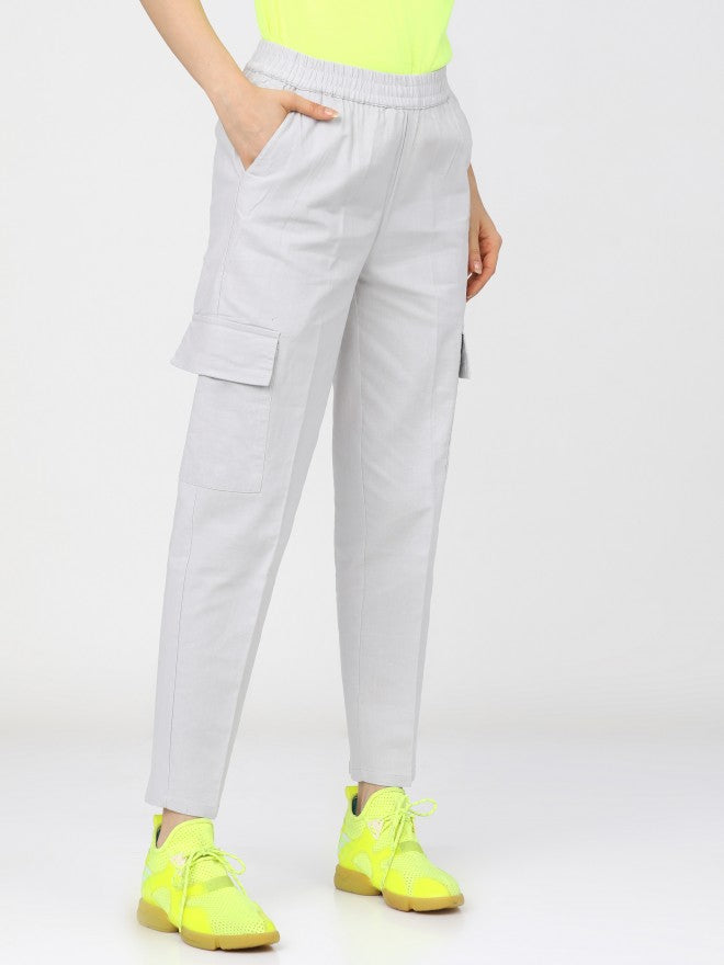 Tokyo Talkies Womens White Regular Fit Cargos - White - Image 7