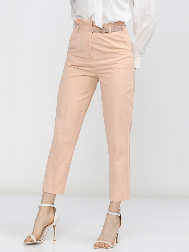 Tokyo Talkies Womens Pink Solid Slim Fit Trouser - Pink - Image 1