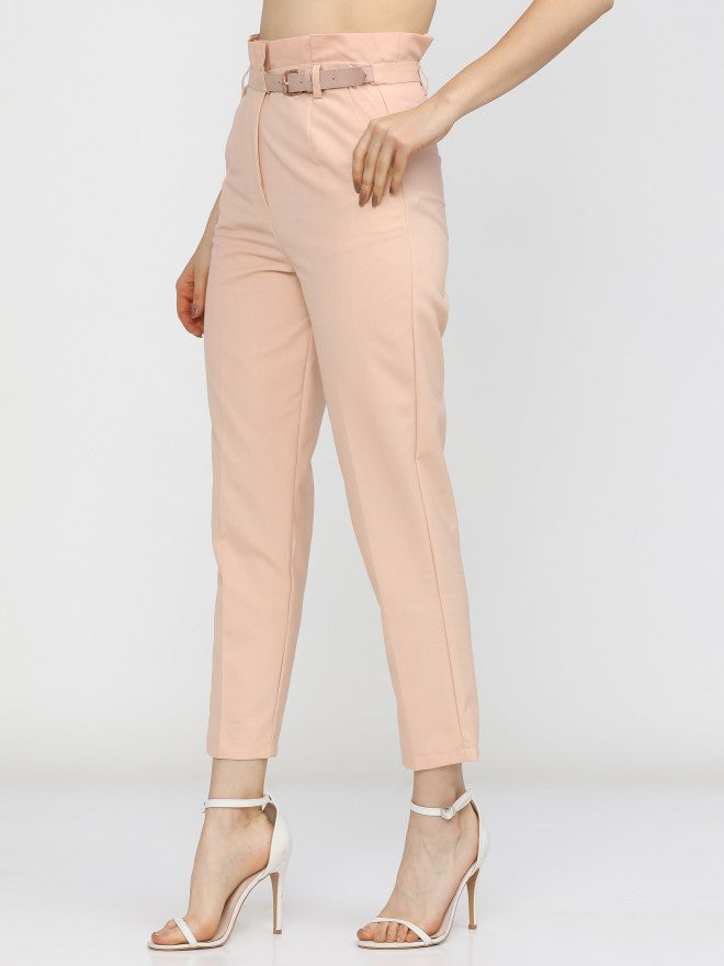 Tokyo Talkies Womens Pink Solid Slim Fit Trouser - Pink - Image 2