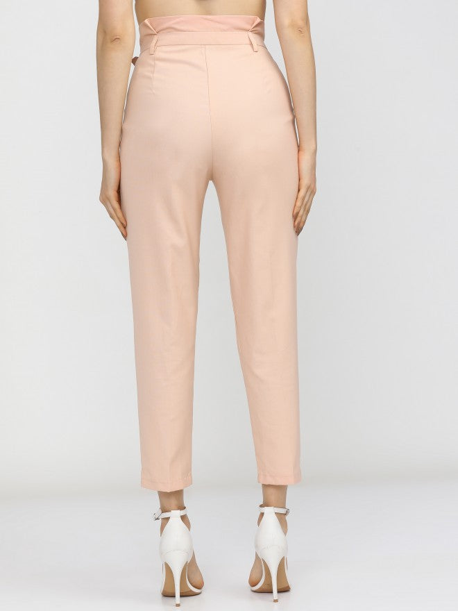 Tokyo Talkies Womens Pink Solid Slim Fit Trouser - Pink - Image 3