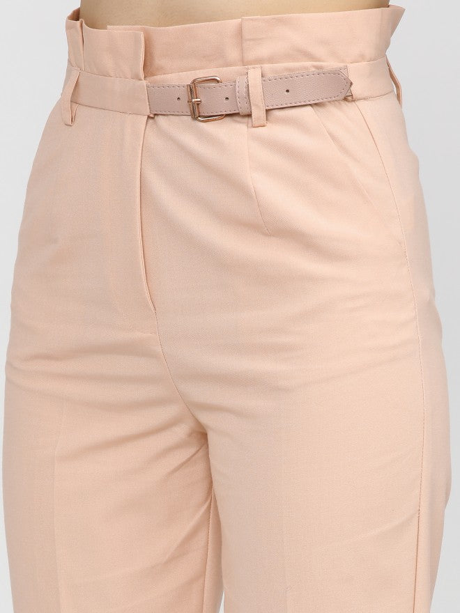 Tokyo Talkies Womens Pink Solid Slim Fit Trouser - Pink - Image 4