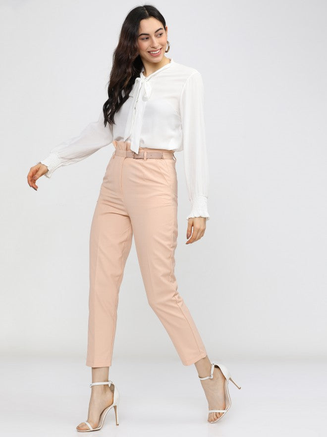 Tokyo Talkies Womens Pink Solid Slim Fit Trouser - Pink - Image 5