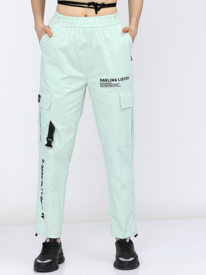 Tokyo Talkies Women Green Regular Fit Cargos - Green - Image 1