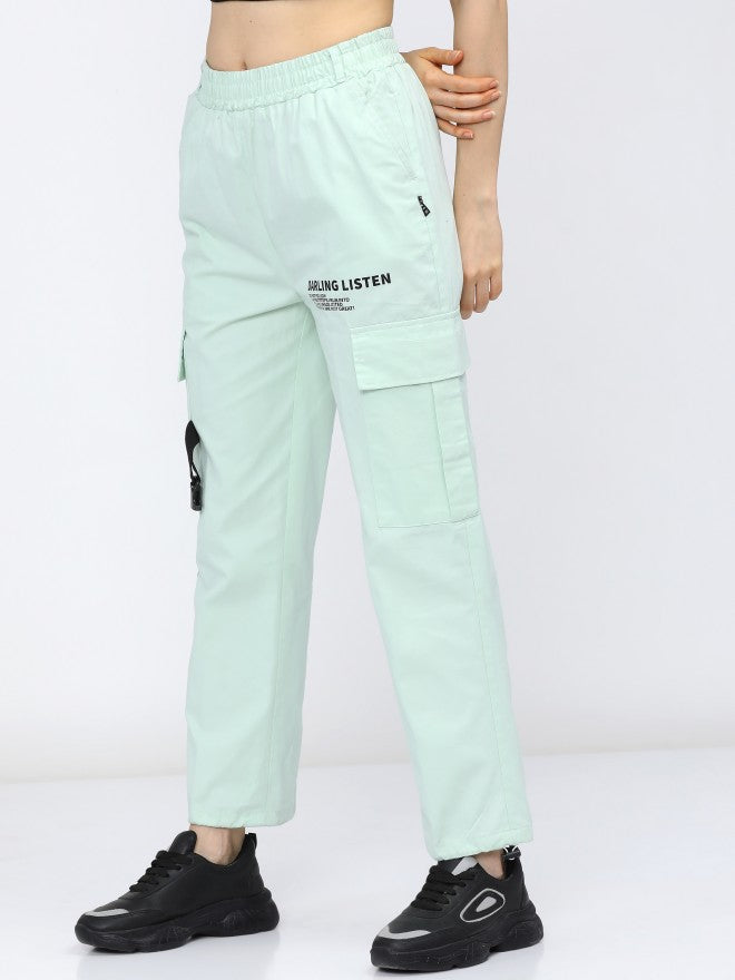 Tokyo Talkies Women Green Regular Fit Cargos - Green - Image 2