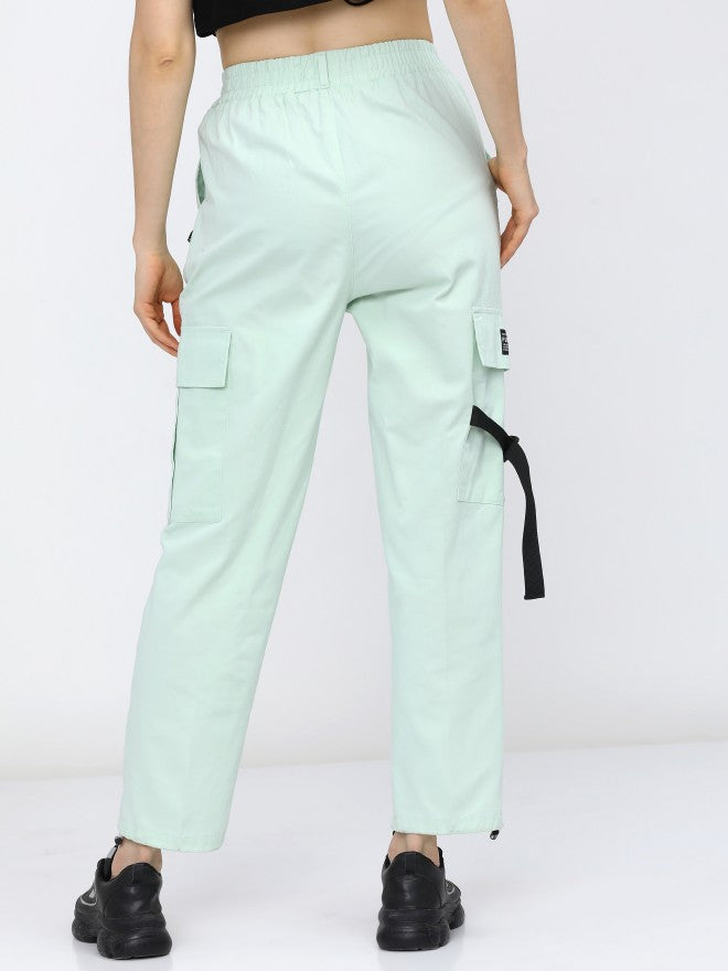 Tokyo Talkies Women Green Regular Fit Cargos - Green - Image 3