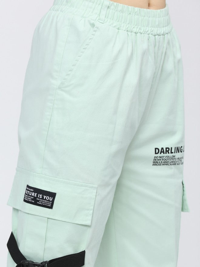 Tokyo Talkies Women Green Regular Fit Cargos - Green - Image 4