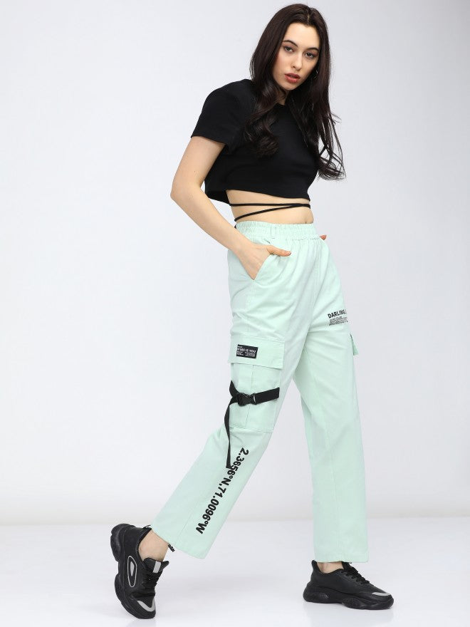 Tokyo Talkies Women Green Regular Fit Cargos - Green - Image 5