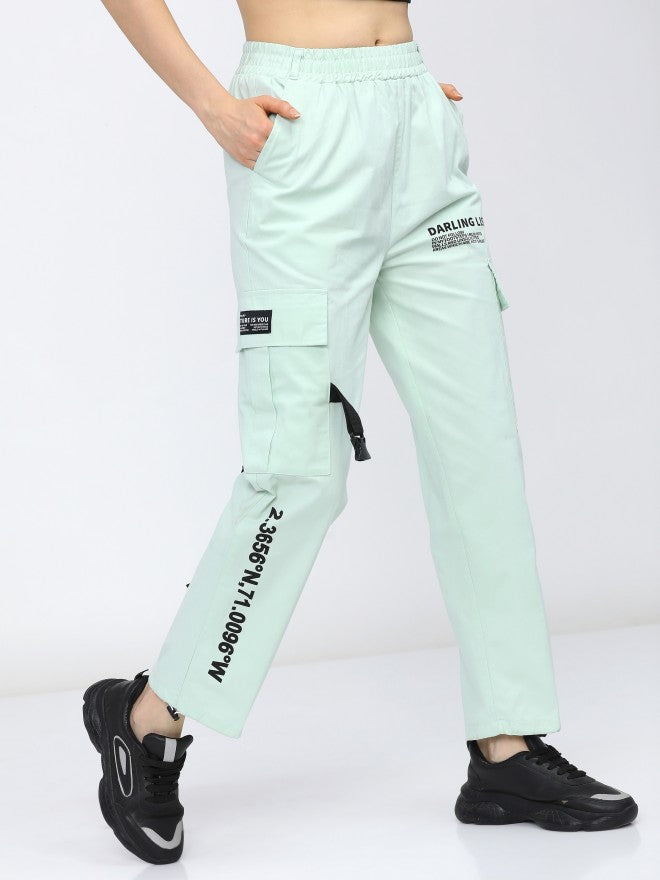 Tokyo Talkies Women Green Regular Fit Cargos - Green - Image 6