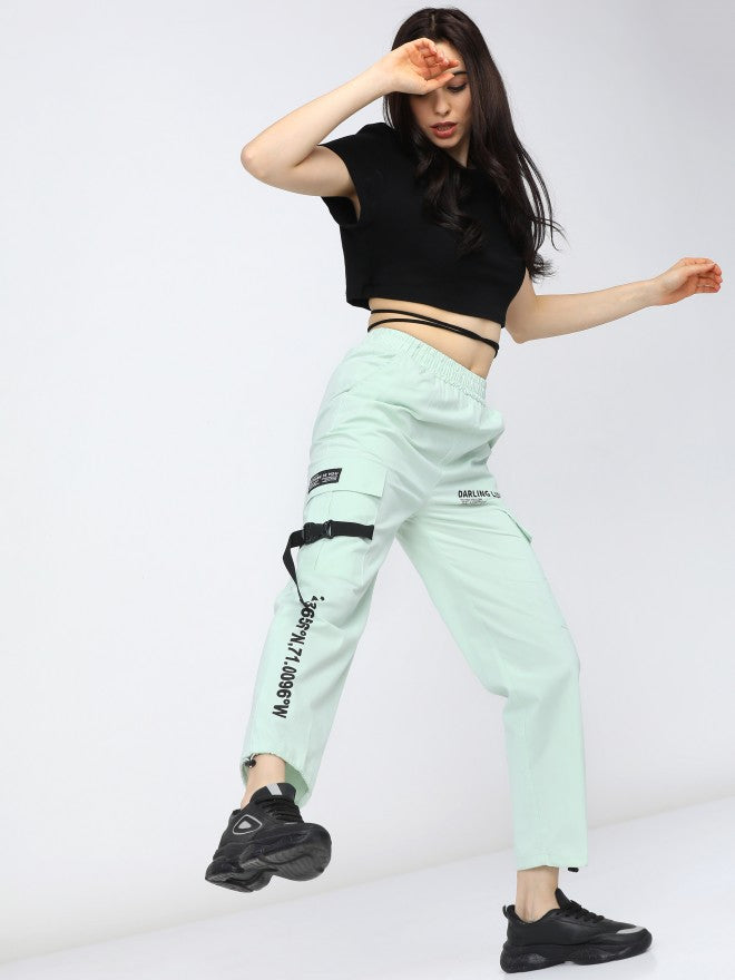 Tokyo Talkies Women Green Regular Fit Cargos - Green - Image 9