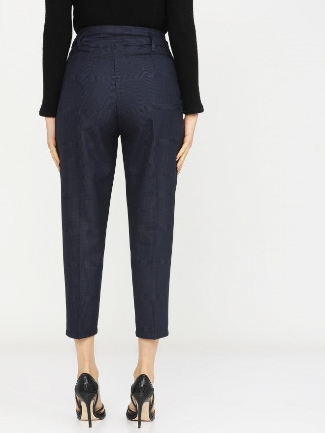 Tokyo Talkies Womens Navy Blue Slim Fit Crop Trouser - Navy Blue - Image 3
