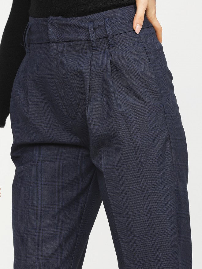 Tokyo Talkies Womens Navy Blue Slim Fit Crop Trouser - Navy Blue - Image 4