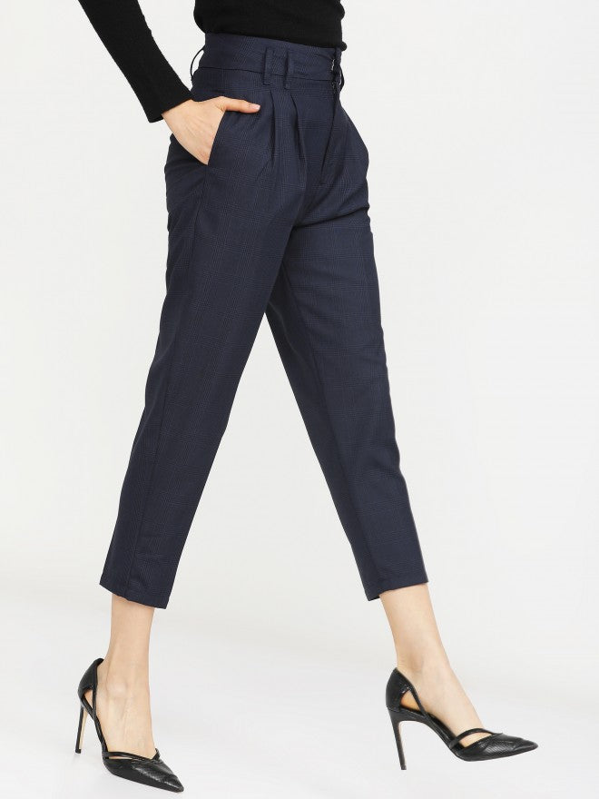 Tokyo Talkies Womens Navy Blue Slim Fit Crop Trouser - Navy Blue - Image 6