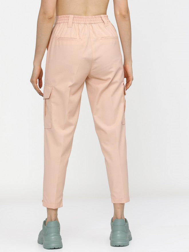 Tokyo Talkies Womens Pink Slim Fit Cargos - Pink - Image 3