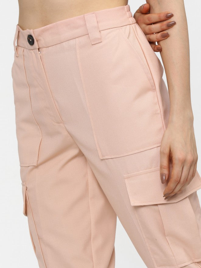 Tokyo Talkies Womens Pink Slim Fit Cargos - Pink - Image 4