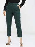 Tokyo Talkies Womens Green Tapered Fit Trouser - Green - Image 1