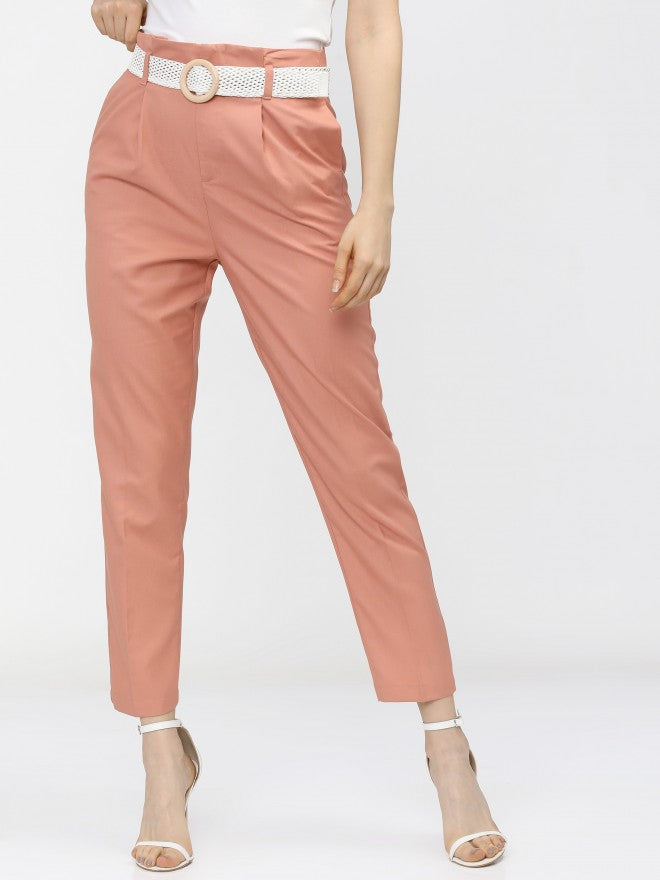 Tokyo Talkies Womens Orange Tapered Fit Trouser - Orange - Image 1