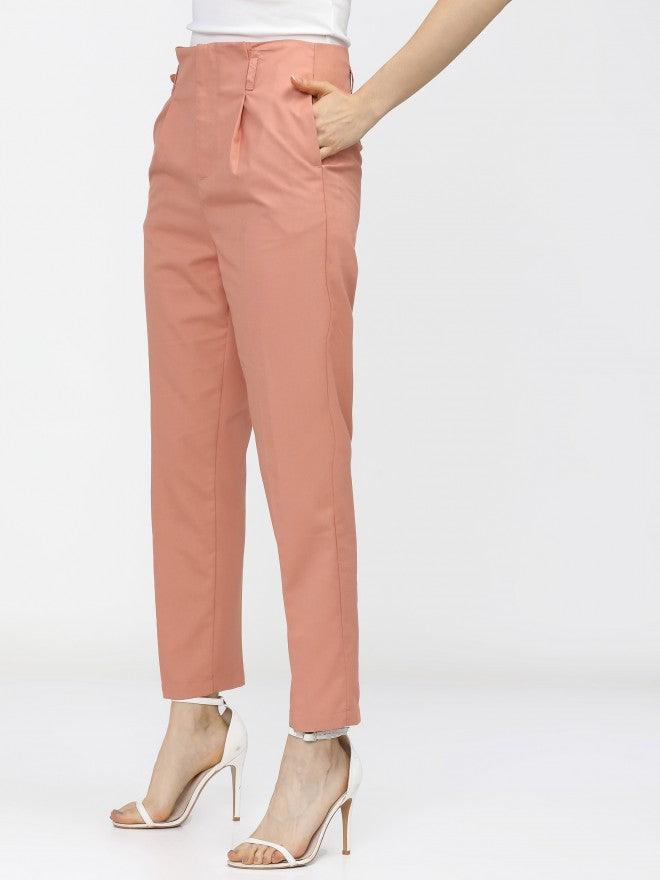 Tokyo Talkies Womens Orange Tapered Fit Trouser - Orange - Image 2