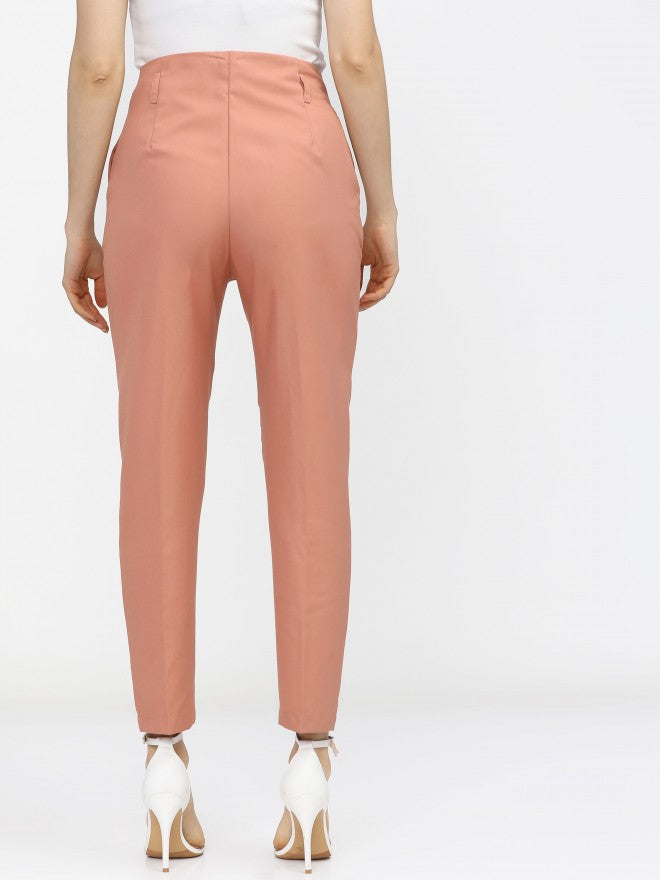 Tokyo Talkies Womens Orange Tapered Fit Trouser - Orange - Image 3