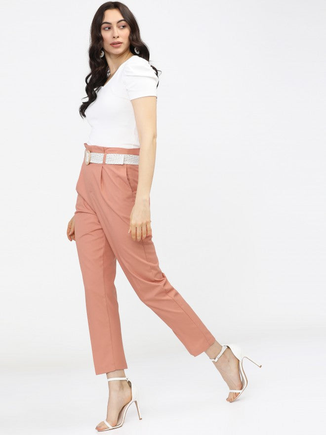 Tokyo Talkies Womens Orange Tapered Fit Trouser - Orange - Image 5