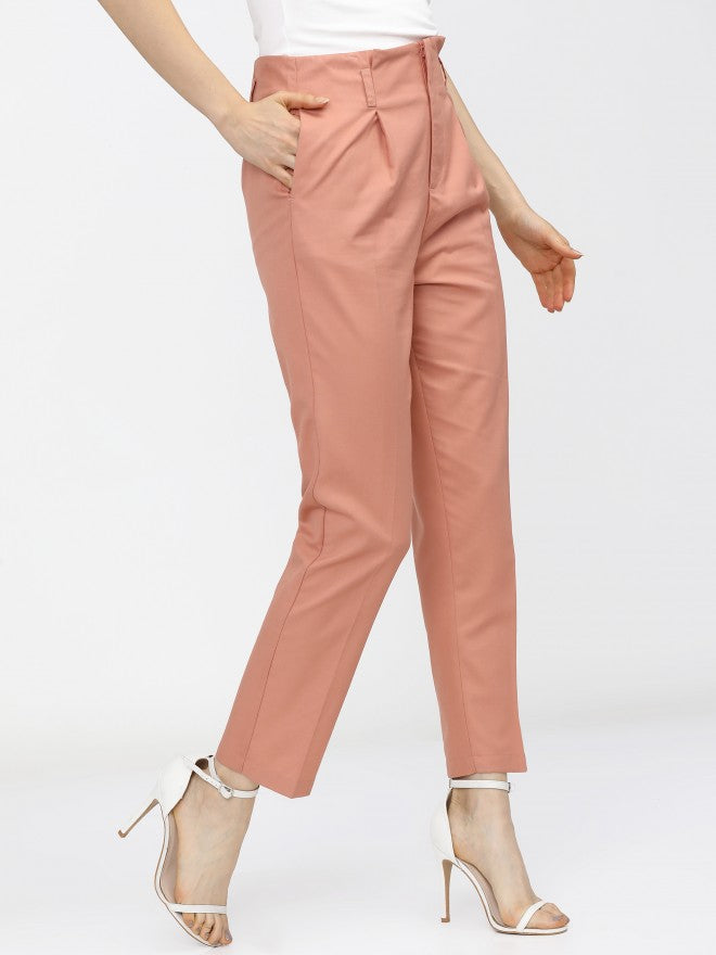 Tokyo Talkies Womens Orange Tapered Fit Trouser - Orange - Image 6