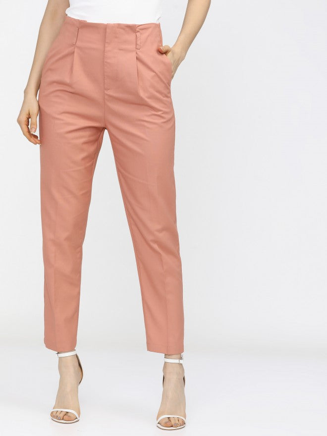 Tokyo Talkies Womens Orange Tapered Fit Trouser - Orange - Image 7