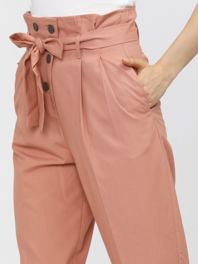 Tokyo Talkies Womens Orange Regular Fit Trouser - Orange - Image 4