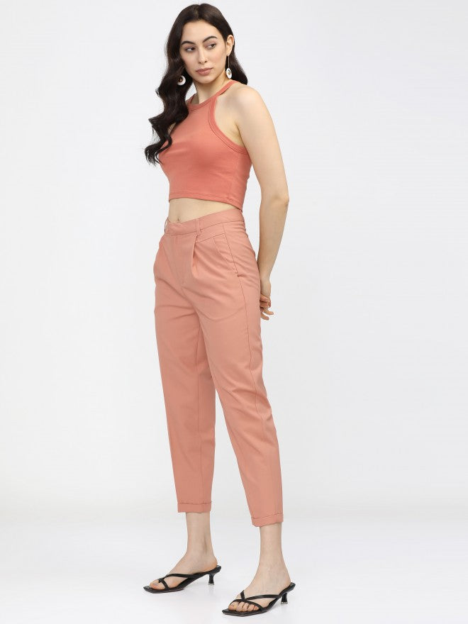 Tokyo Talkies Womens Orange Tapered Fit Trouser - Orange - Image 5