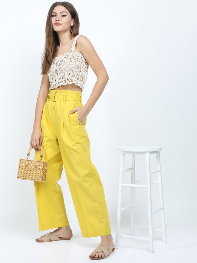 Tokyo Talkies Womens Mustard Flared Trouser - Mustard - Image 2