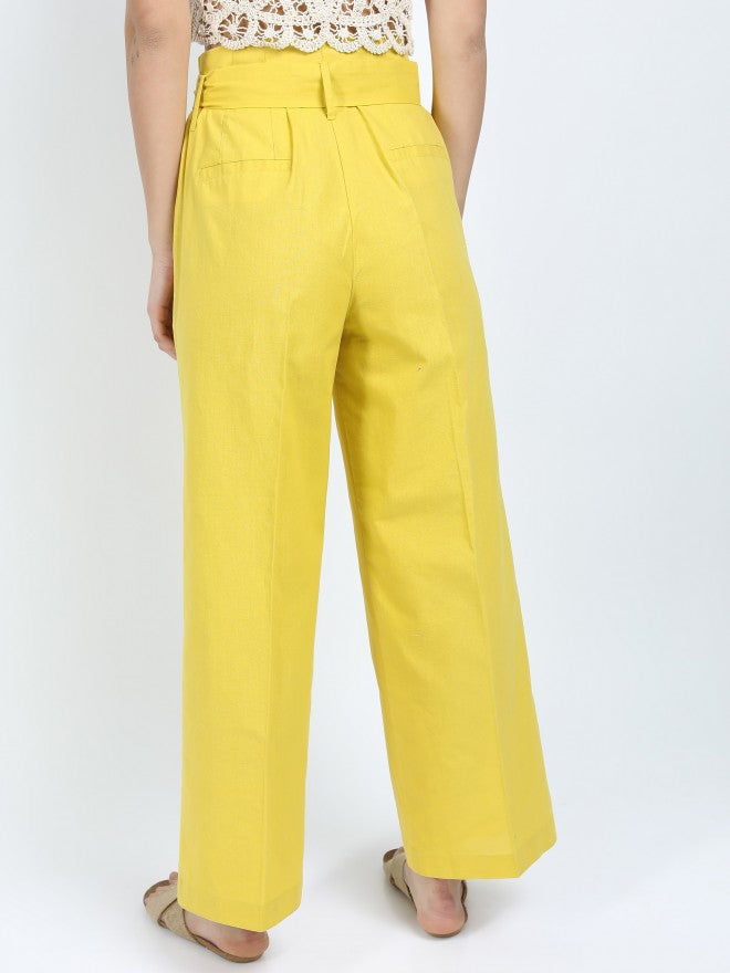 Tokyo Talkies Womens Mustard Flared Trouser - Mustard - Image 3