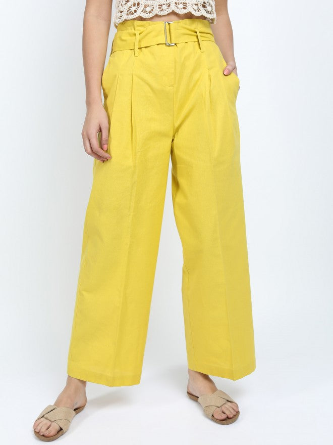 Tokyo Talkies Womens Mustard Flared Trouser - Mustard - Image 4
