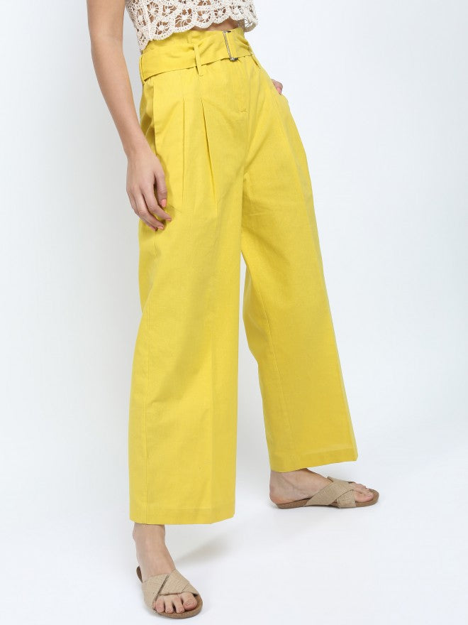 Tokyo Talkies Womens Mustard Flared Trouser - Mustard - Image 6