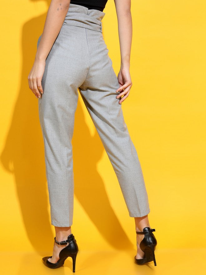 Tokyo Talkies Womens Grey Tapered Fit Trouser - Grey - Image 3