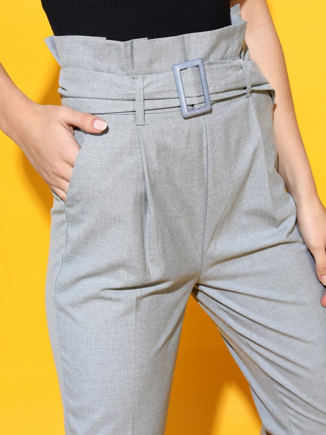Tokyo Talkies Womens Grey Tapered Fit Trouser - Grey - Image 4