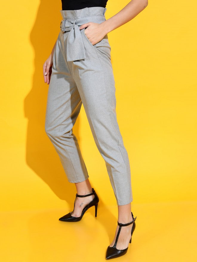Tokyo Talkies Womens Grey Tapered Fit Trouser - Grey - Image 5