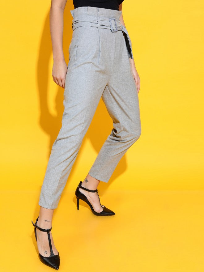 Tokyo Talkies Womens Grey Tapered Fit Trouser - Grey - Image 6