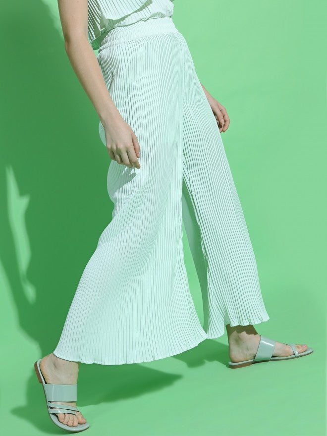 Tokyo Talkies Womens Green Flared Trouser - Green - Image 6