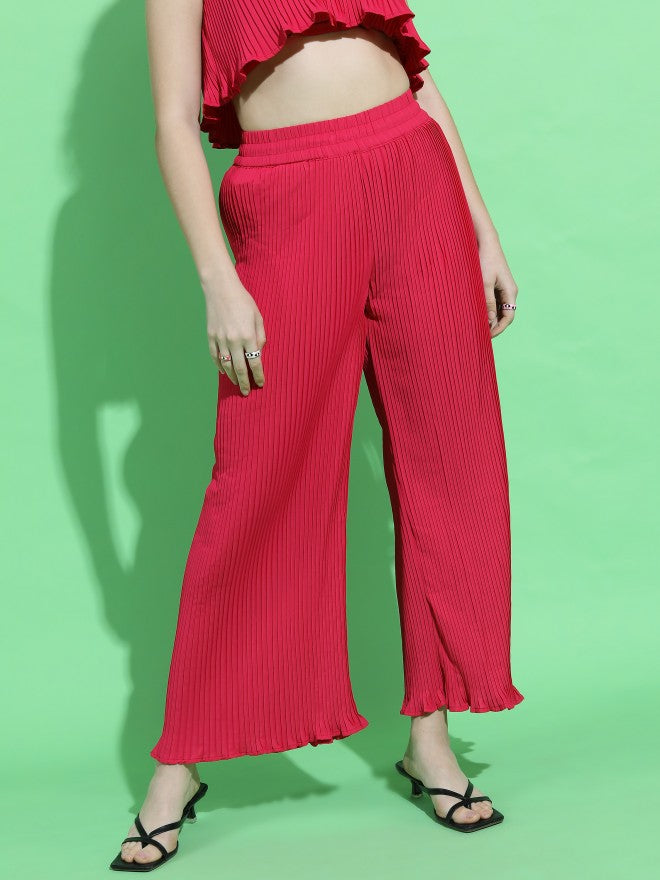 Tokyo Talkies Womens Pink Flared Trouser - Pink - Image 1
