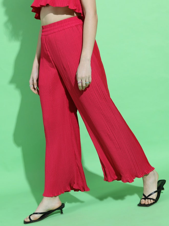Tokyo Talkies Womens Pink Flared Trouser - Pink - Image 2