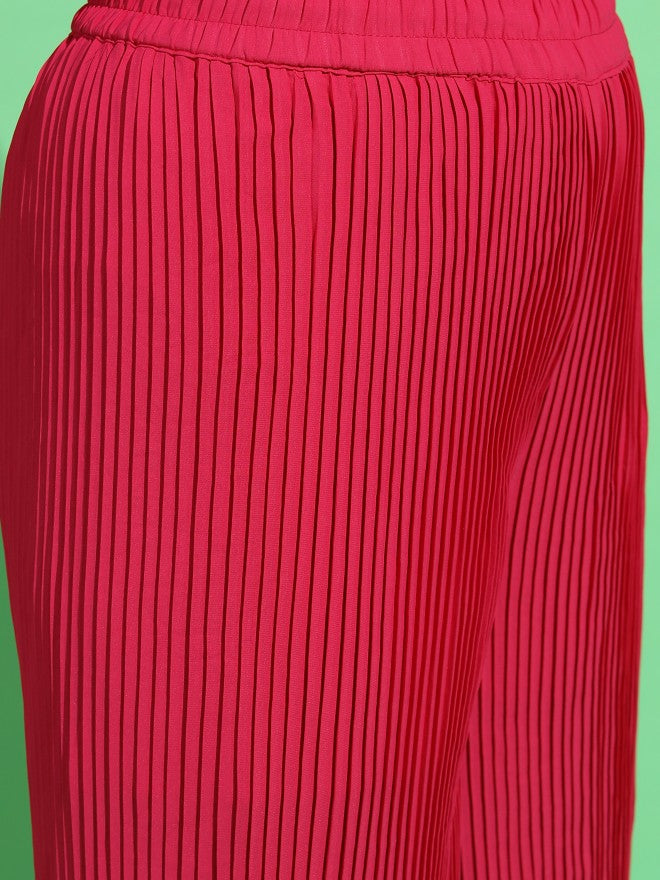 Tokyo Talkies Womens Pink Flared Trouser - Pink - Image 4