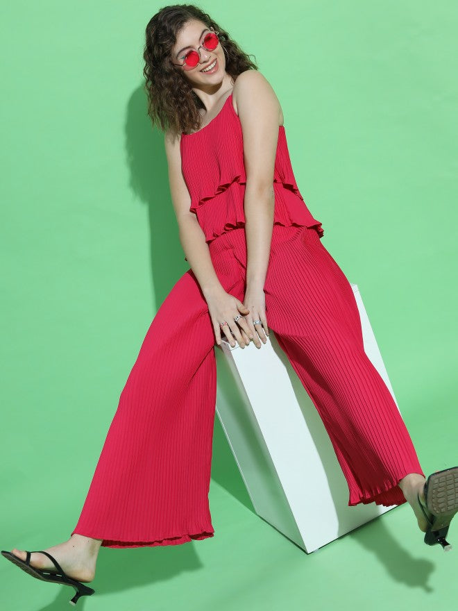 Tokyo Talkies Womens Pink Flared Trouser - Pink - Image 5